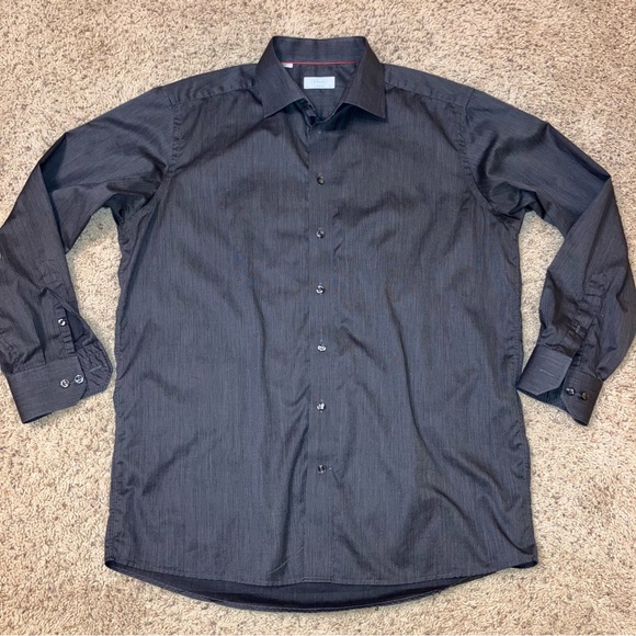 ETON Contemporary Shirt CHARCOAL Long Sleeve COTTON - Sz 17.5 (44) Excellent! - Picture 1 of 16